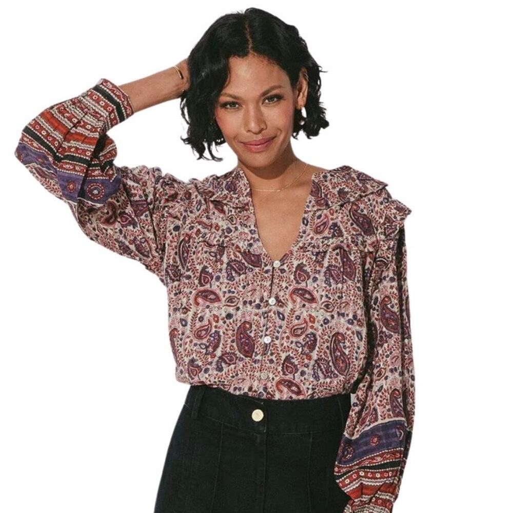 NWT Cleobella Samara Laurel Print Blouse Boho Paisley Fall Size Medium